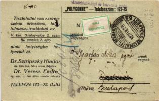 1923 Hungarian translation agency advertisement card (pinhole) 1923 Polygonne tolmács iroda reklámla...