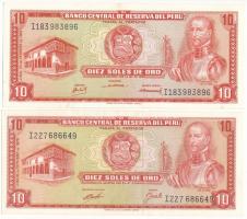 Peru 1968-1970. 10S (2xklf) T:UNC,AU Peru 1968-1970. 10 Soles de Oro (2xdiff) C:UNC,AU