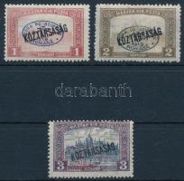 Debrecen I. 1919 3 klf Parlament/Köztársaság bélyeg Bodor vizsgálójellel (13.250)