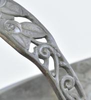 Osiris szecessziós ón kosár kínáló, jelzett, kis kopással, 29x19x18 cm, minimális deformálódással