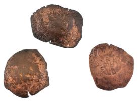 Bizánc 3db klf bronz tálkapénz (~1,1-1,3g) T:F