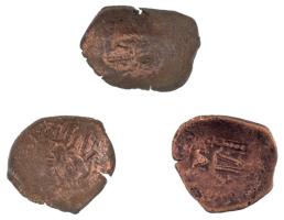 Bizánc 3db klf bronz tálkapénz (~1,1-1,3g) T:F