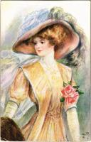 1916 Lady art postcard (Rb)