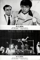 cca 1973 ,,Jog az ugrásra" című szovjet film jelenetei és szereplői, 13 db vintage produkciós filmfotó (vitrinfotó, lobbyfotó) ezüst zselatinos fotópapíron, a használatból eredő (esetleges) kisebb hibákkal, 18x24 cm