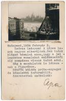 1934 Budapest V. Országház, villamos. Kézzel készült képeslap (fl)