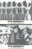 cca 1978 ,,Halló, Kecskeszakáll! című lengyel filmvígjáték jelenetei és szereplői, 9 db produkciós filmfotó (vitrinfotó, lobbyfotó) nyomdatechnikával sokszorosítva kartonpapírra, egyoldalas nyomással, a használatból eredő (esetleges) kisebb hibákkal, 18x24 cm