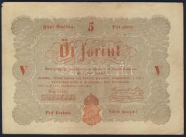 1848. 5Ft "Kossuth bankó" barna T:II/III kis sarokhiány