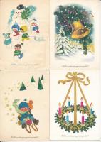 46 db MODERN magyar retro grafikai karácsonyi üdvözlő képeslap. Képzőművészeti Alap / 46 modern Hungarian retro Christmas greeting graphic postcards