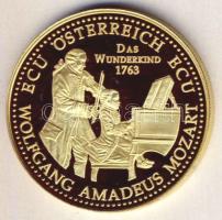 Ausztria DN "Mozart, a csodagyerek" fém emlékérem (aranyozva) T:PP