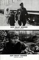 cca 1969 ,,Egy falat kenyér" című szovjet film jelenetei és szereplői, 13 db vintage produkciós filmfotó (vitrinfotó, lobbyfotó) ezüst zselatinos fotópapíron, a használatból eredő (esetleges) kisebb hibákkal, + hozzáadva egy szöveges kisplakát, 18x24 cm