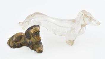 4 darab tacskóval kapcsolatos tárgy: plexi tacskó, bronz tacskó, bronz tacskó fa talapzaton, tacskók...