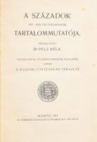 A Századok 1867-1916. évi folyamainak tartalommutatója. Összeáll.: Dr. Pelcz Béla. Bp., 1917, MTA,(Athenaeum-ny.), 4+195 p. Átkötött félvászon-kötés, kissé kopott borítóval, ceruzás aláhúzásokkal, bejelölésekkel, az 1/2. oldal kétszer van meg.