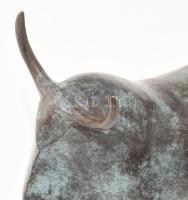 Ismeretlen szobrász: Art deco bölény. Antikolt bronz, hibátlan, 22x16,5 cm