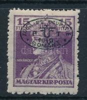 Debrecen I. 1919 Károly 15f fekete felülnyomással, Bodor vizsgálójellel (32.500)