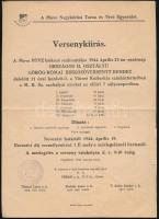 1944 Nagykőrös, Move (Magyar Országos Véderő Egyesület) Nagykőrösi Torna és Vívó Egyesület versenykiírása országos birkózóversenyről, 1944. márc. 16., hajtva, kis lapszéli szakadásokkal