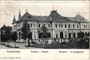 1908 Pöstyén, Pistyan, Piestany; Tombola, gyógyterem. L. Bernas kiadása / Szene, Kursalon / spa (EK)