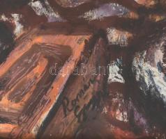 Román György jelzéssel: Csendélet. Vegyes technika, papír. Üvegezett fakeretben. 49x39 cm