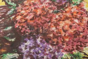 Román György jelzéssel: Csendélet. Vegyes technika, papír. Üvegezett fakeretben. 49x39 cm