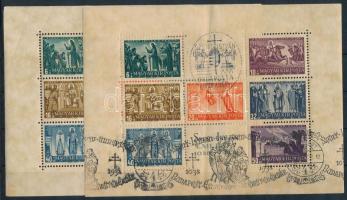 1938 Szent István blokk (rozsda / stain) + blokk elsőnapi és alkalmi bélyegzéssel (14.000)