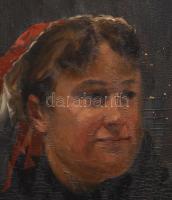 Jelzés nélkül, XX. sz. eleje: Női portré. Olaj, karton. Sérült. Dekoratív, sérült fakeretben. 58x45,...