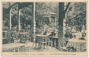 1932 Pöstyén-fürdő, Kúpele Piestany; Terasa v kursalone / Kursalon-Terrasse / fürdő terasz. Hilda Herzog kiadása / spa terrace (ázott / wet damage)