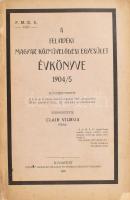 A Felvidéki Magyar Közművelődési Egyesület évkönyve 1904/5. Szerk.: Clair Vilmos. Bp., 1905, &quot;Pátria&quot;, 164+4 (korabeli reklámok) p. Kiadói papírkötés, kissé hiányos borítóval.   A Felvidéki Magyar Közművelődési Egyesület 1883-ban alakult kultúregyesület volt a Magyar Királyság északi területein, melynek egyik fő tevékenysége a magyarosodás elősegítése és pánszláv eszmék visszaszorítása volt. Ennek egyik fő eszköze magyar óvodák, népkönyvtárak és iskolák alapítása és fenntartása volt elsősorban szláv területeken. Székhelye Nyitra volt. Az egyesület főtitkára Clair Vilmos (1858-1951) újságíró, párbajszakértő; az egyik legismertebb magyar párbajkódex szerzője volt.