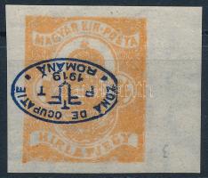 Debrecen I. 1919 Hírlapbélyeg fordított felülnyomással, Bodor vizsgálójellel (12.000)