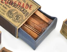 10 db régi gyufásdoboz, közte ritka Jupiter lapos gyufa