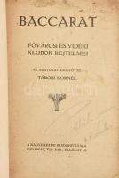 Tábori Kornél: Baccarat. Fővárosi és vidéki klubok rejtelmei.
Az adatokat gyűjtötte: - -. Budapest,...