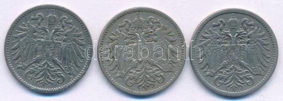 Ausztria 1893-1895. 10h Ni (3xklf) T:XF,VF Austria 1893-1895. 10 Heller Ni (3xdiff) C:XF,VF Krause K...