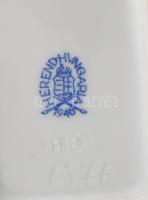 2 darab Herend ékszertartó: tálka és dobozka. Jelzett, kézzel festett, kopással, h: 8-10 cm