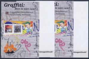 2009/3 Graffiti 4 db emlékív, 1 pár "Köszönet a kiállítás támogatóinak" felirattal 1 pár nélküle; azonos sorszámmal