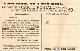 Café Bokado Production des Trois Docteurs. Établiseements W. Boulanger Carvin / Francia kávé reklám ...