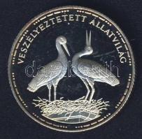 1992. 200Ft Ag "Veszélyeztetett állatvilág-gólya" T:PP