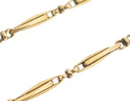 Arany (Au) 14K zabszemes óralánc, jelzett, nettó: 39,5 cm, nettó: 8,6 g