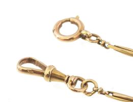 Arany (Au) 14K zabszemes óralánc, jelzett, nettó: 39,5 cm, nettó: 8,6 g