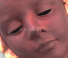 Art deco stílusú női fej falidísz. Mázas és festett fajansz, jelzett, mázrepedésekkel, kis kopással,...