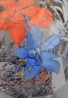 Antik cseh üveg levélnehezék. Lapokra fazettált, jelzés nélkül, kopottsággal, m: 9,5 cm