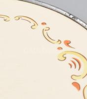 cca 1940 Art deco fajansz betétes tortatálca, sérüléssel, hiánnyal, d: 30 cm