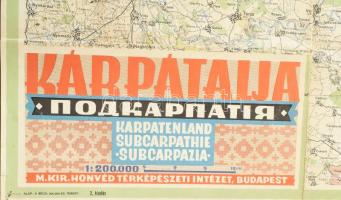 1940 Kárpátalja térképe a Magyarországhoz visszacsatolt területekkel, 1 : 200.000, Bp., M. Kir. Honv...