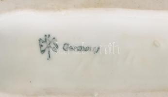 Ens könyvön ülő kislány. Jelzett, sérült, javított, m: 9,5 cm