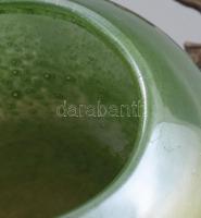 Szecessziós krémkínáló. Ezüstözött alpakka, beleragasztott irizáló üveg betéttel, üveg hibátlan, tal...