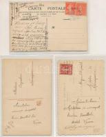 3 db RÉGI szecessziós dombornyomott hímzett üdvözlő képeslap / 3 pre-1945 Art Nouveau, embossed embr...