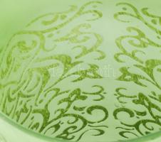 Villeroy & Boch jádeszínű váza. Savmaratott mintás hutaüveg, címkével jelzett, kis kopással, d: ...