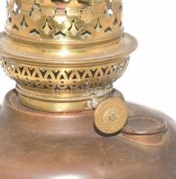 Lempereur & Bernard Liege réz petróleumlámpa, elektromosnak átszerelve, jelzett, kopott, m: 29 c...