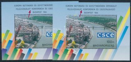 1994 2 db Európai Biztonsági és együttműködési konferencia - Budapest blokk lemezhibával, hiányzik az I betű alja