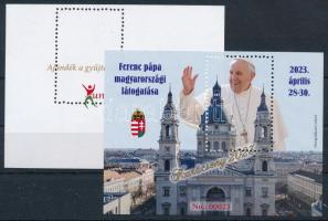 2023 Ferenc pápa magyarországi látogatása ajándék emlékívek Karácsony 2023 felülnyomattal, piros No. 0000 + piros No. 0023