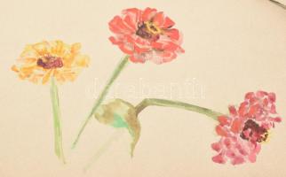 Médi jelzéssel: Rajzmappa, összesen kb. 40 db művel (csendéletek, címerrajz, emberek, vázlatok), 189...