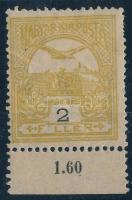 1906 Turul 2f ívszéli bélyeg F LLÉR lemezhibával, alul számbélyegző