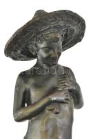 Giovanni Varlese után: Halászfiú. Patinált ón, talapzat nélkül, jelzett, kopott, m: 37 cm